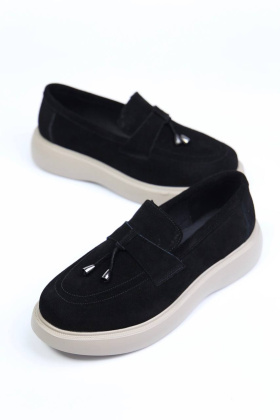 Туфли замшевые Hengj D20-7 black-beige- фото 1 - интернет-магазин обуви Pratik