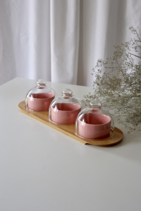 Менажница тройная с куполами Розовая 46/1- фото 1 - интернет-магазин обуви Pratik